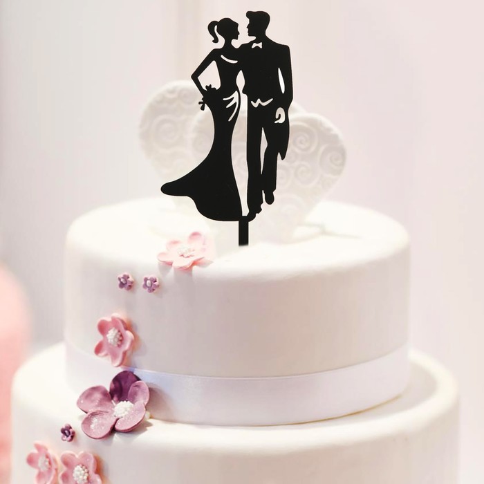 Топпер на торт "Свадебный ужин" 13х18 см, цвет черный