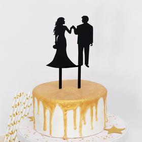 Топпер на торт «Вдвоем», 13×18 см, цвет чёрный Ош