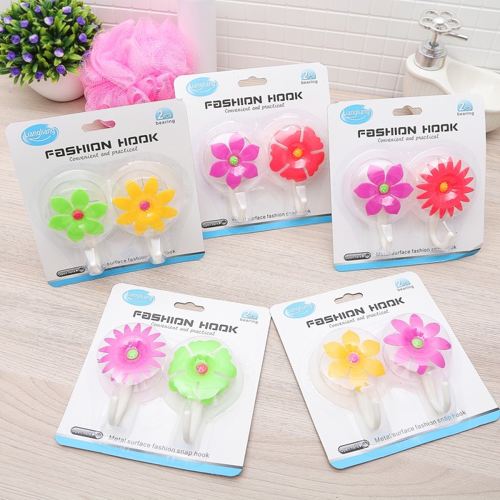 Набор крючков на присоске 2 шт "Цветок"