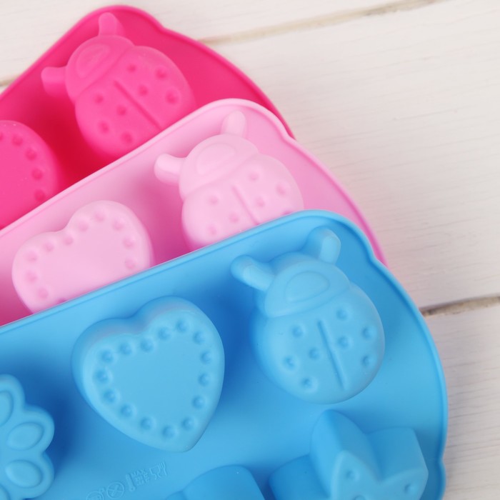 Форма для выпечки "Звезда, месяц, сердце, бабочка", 6 ячеек, цвета МИКС