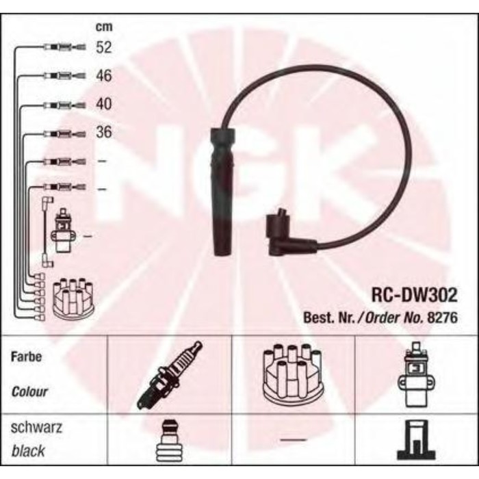 Провода зажигания, комплект NGK 8276