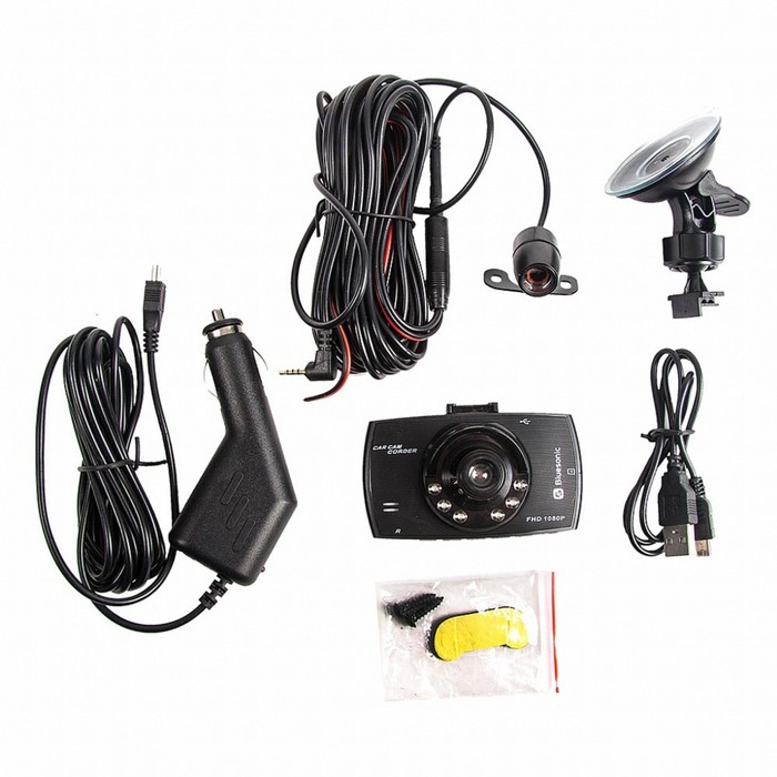 Видеорегистратор Bluesonic BS-B102 PRO, две камеры, 2.7", обзор 120°, 1920х1080