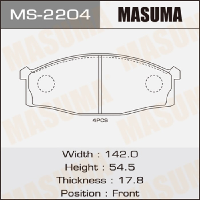 Колодки тормозные MASUMA MS2204