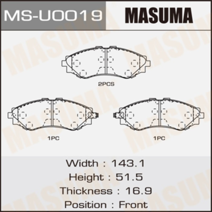 Колодки тормозные MASUMA MSU0019