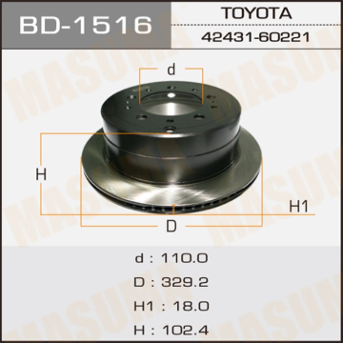 Диск тормозной  Masuma BD1516