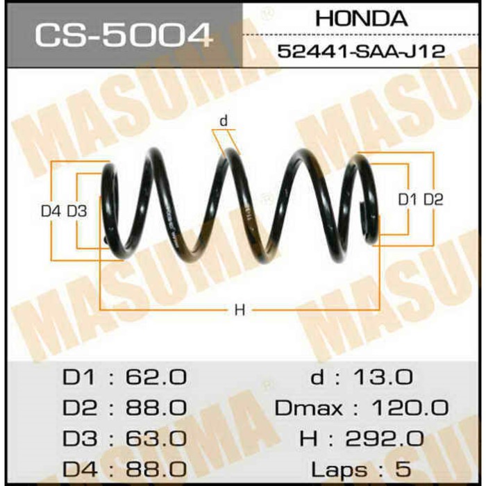 Пружина подвески  Masuma CS5004