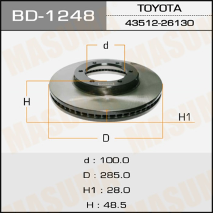 Диск тормозной  Masuma BD1248