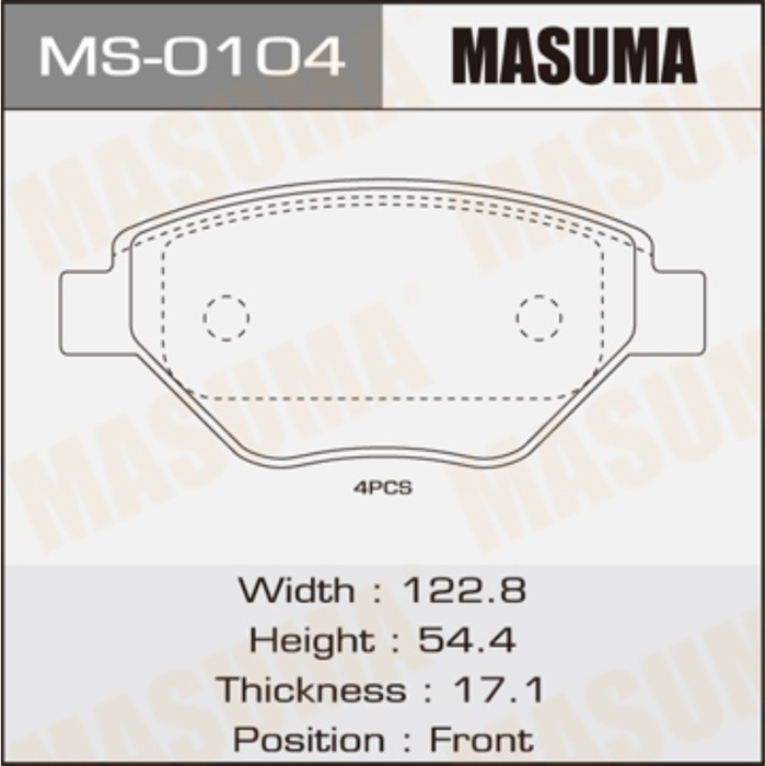 Колодки тормозные MASUMA MS0104