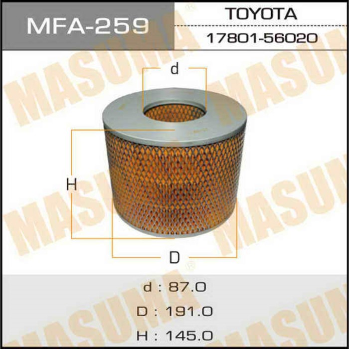 Воздушный фильтр  Masuma MFA259