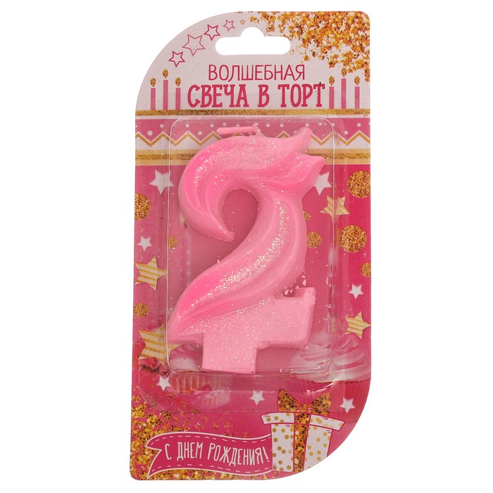 Свеча в торт цифра 2 "С Днем Рождения"