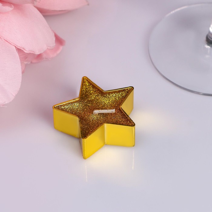 Свеча в гильзе 1шт "Звёздочка", золотая блёстка