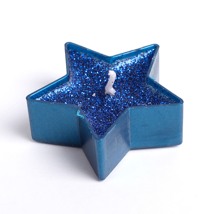 Свеча в гильзе 1шт "Звёздочка", синяя блёстка