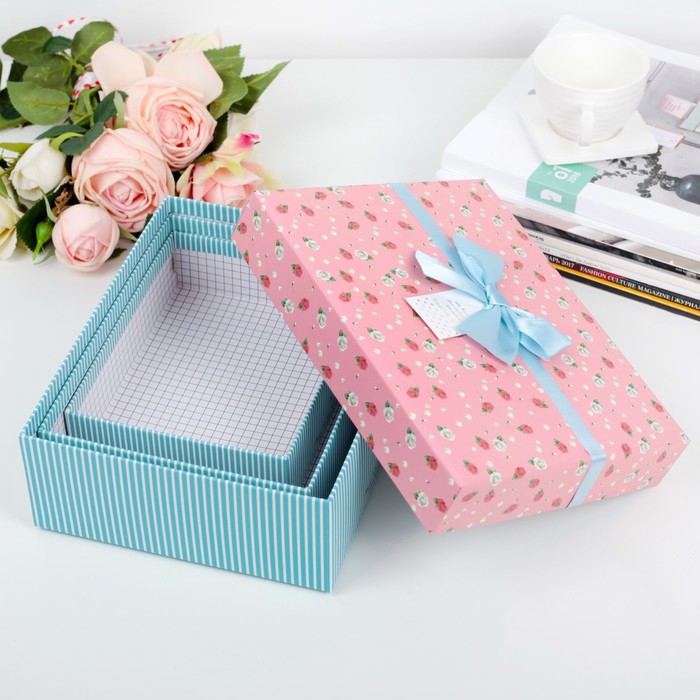 Набор коробок 3в1, 24 х 19 х 8 - 18 х 14 х 5 см