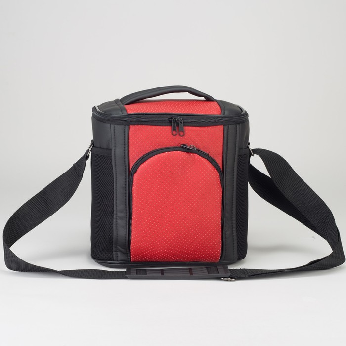 Термосумка, 10 литров, отдел на молнии, наружный карман, цвет чёрный/красный