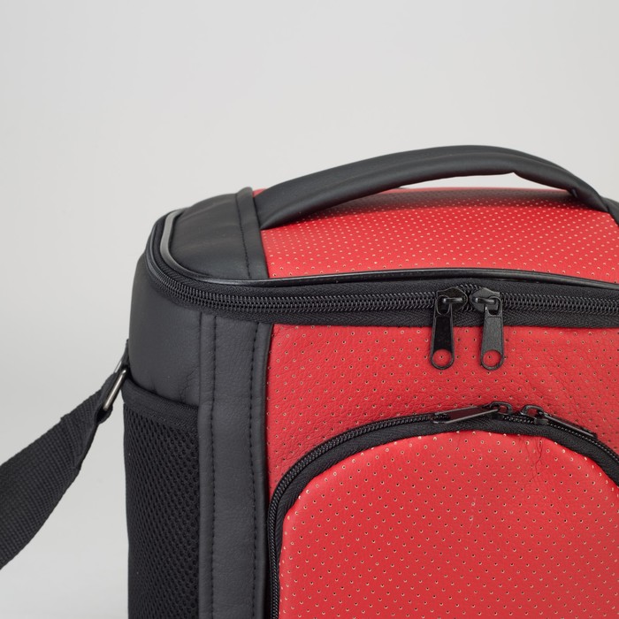 Термосумка, 10 литров, отдел на молнии, наружный карман, цвет чёрный/красный