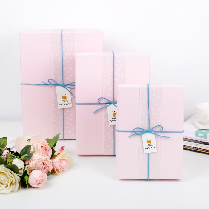 Набор коробок 3в1, розовый, 33 х 25 х 11,5 - 24 х 17 х 6,5 см