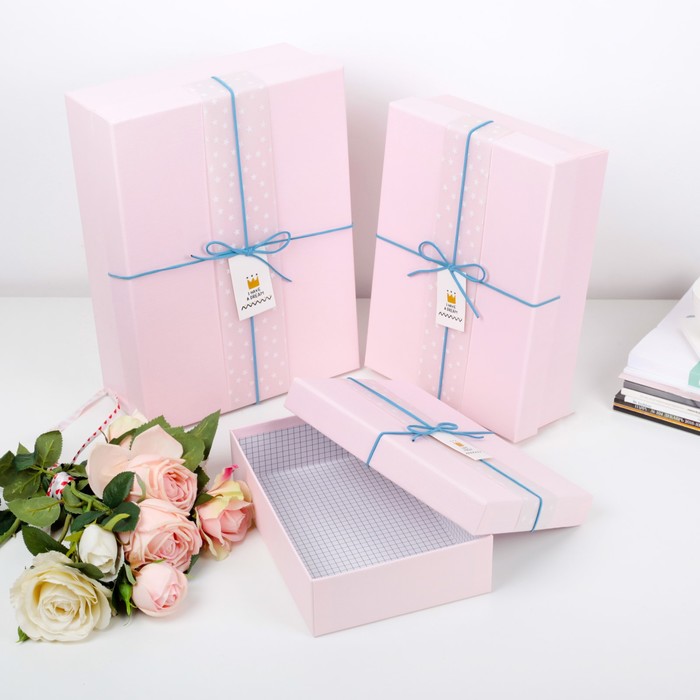 Набор коробок 3в1, розовый, 33 х 25 х 11,5 - 24 х 17 х 6,5 см