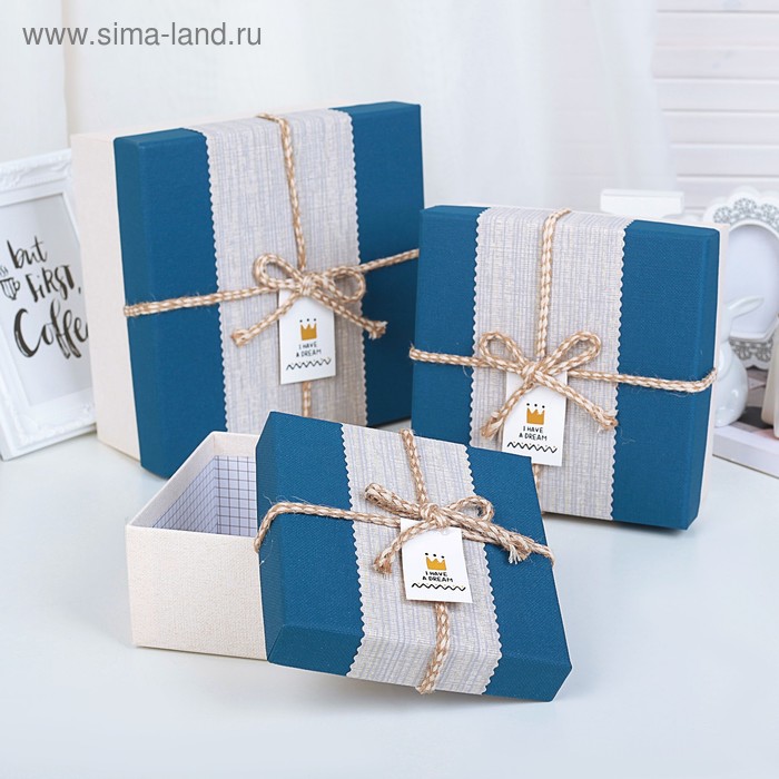 

Набор коробок 3 в 1, синий, 21 х 21 х 10 - 14 х 14 х 7 см