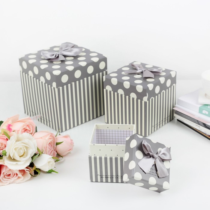 Набор коробок 3в1, 15 х 15 х 15 - 9 х 9 х 9 см