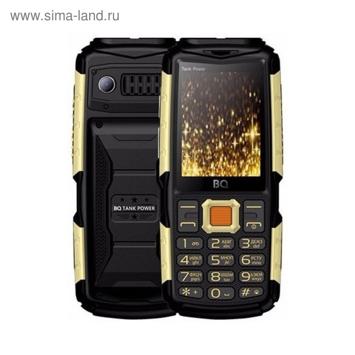Сотовый телефон BQ M-2430 Tank Power, 2.4, 2 sim, microSD, 4000мАч, золотистый сотовый телефон bq bq 2430 tank power black silver