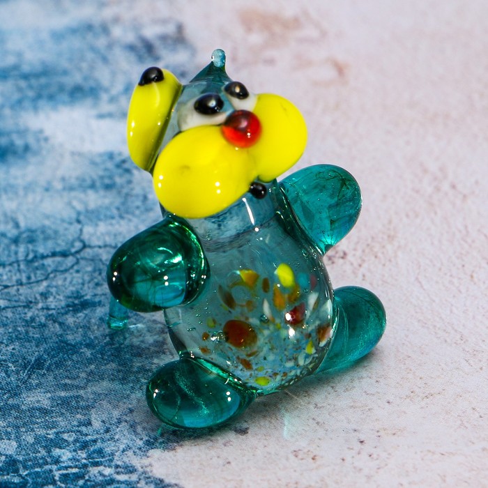 Сувенир стекло средняя фигурка "Кот круглый с фуражкой" 3,5х3х3,2 см