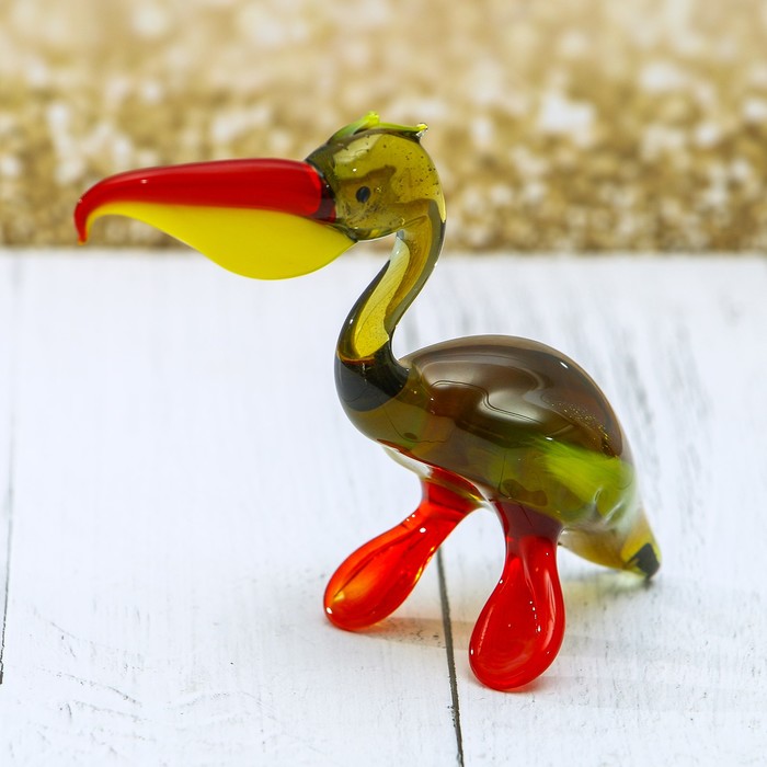 Сувенир стекло средняя фигурка "Пеликан" 6,5х3,5х10 см