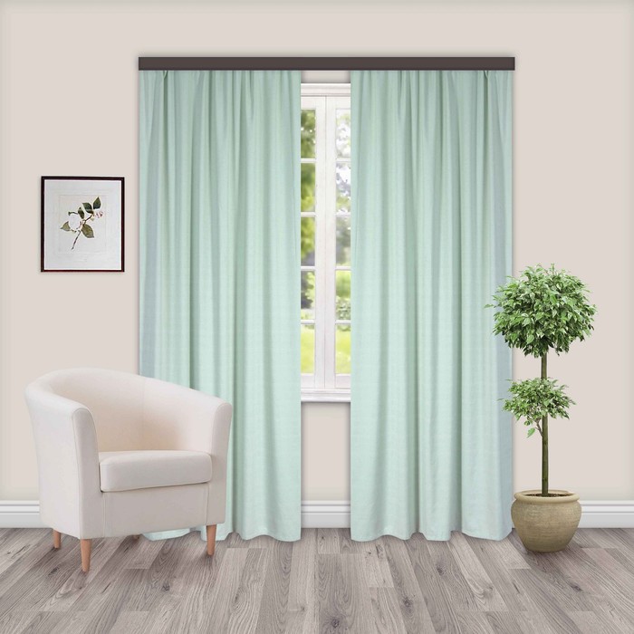 Шторы портьерные жаккард "Лен" фисташка 190х260 см, 2шт/компл.100% п/э