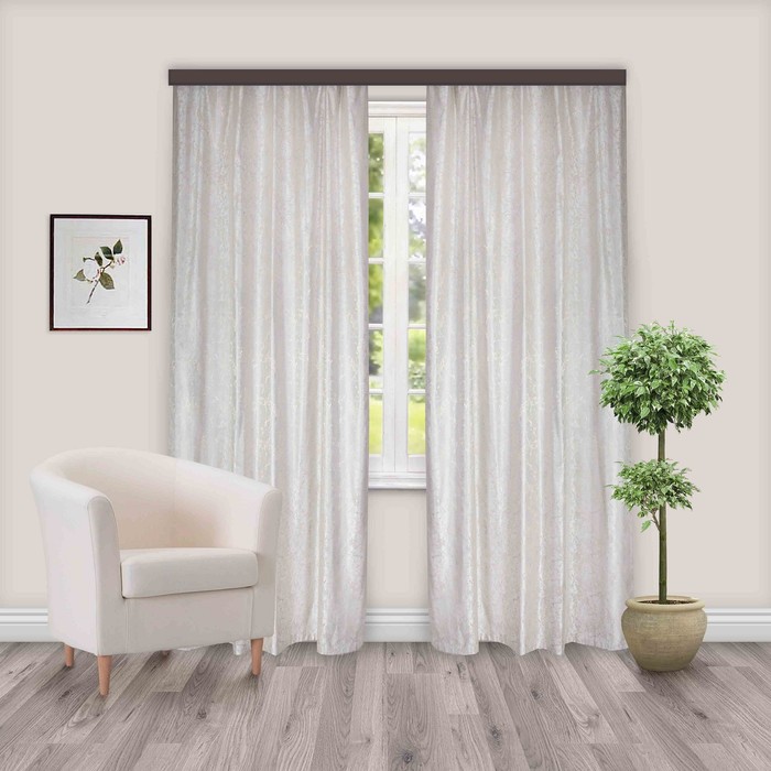 Шторы портьерные жаккард "Мрамор" светло- бежевый 190х260 см, 2шт/компл.100% п/э