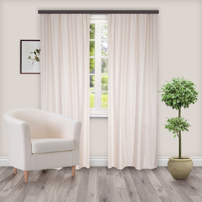 Шторы портьерные жаккард "Ривьера" светло-бежевый 190х260 см, 2шт/компл.100% п/э