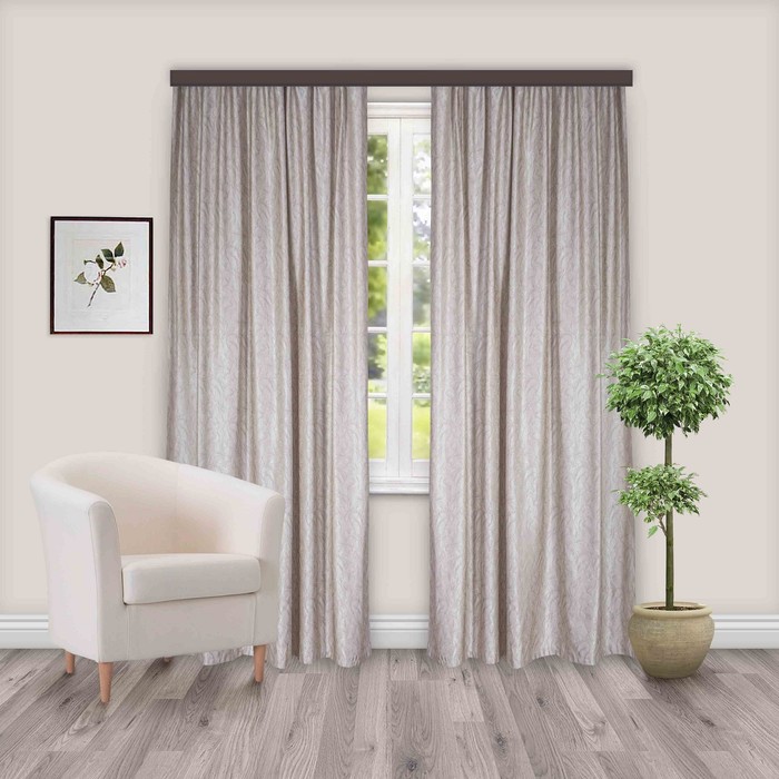 Шторы портьерные жаккард "Ривьера" темно-бежевый 190х260 см, 2шт/компл.100% п/э