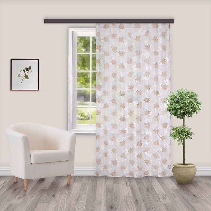 Штора Тюль "Летний сад" какао 145х260 см, 1шт/компл.100% п/э