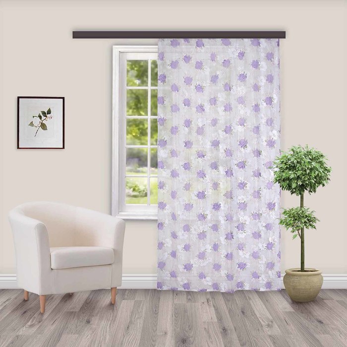 Штора Тюль "Летний сад" сиреневый 145х260 см, 1шт/компл.100% п/э