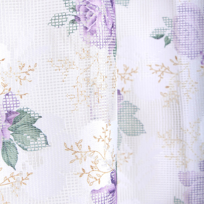 Штора Тюль "Летний сад" сиреневый 145х260 см, 1шт/компл.100% п/э