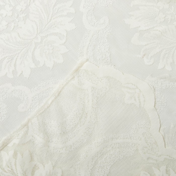 Штора Тюль жаккард Вензель цветочный 150х260 см, цв. молочный, 100% п/э
