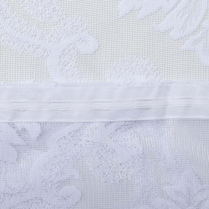 Штора Тюль жаккард "Вензель цветочный" белый 260х300 см 1шт/компл.100% п/э