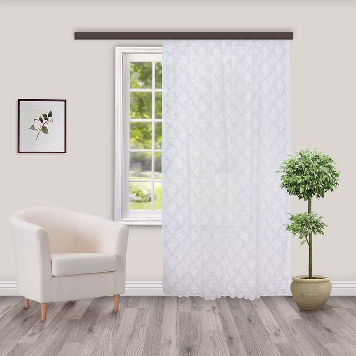 Штора Тюль жаккард "Розарий" белый 260х300 см 1шт/компл.100% п/э