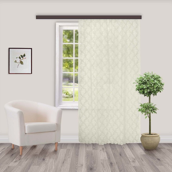 Штора Тюль жаккард "Розарий" молочный 260х300 см 1шт/компл.100% п/э