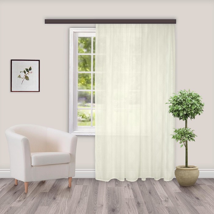 Штора Тюль жаккард "Ромбы" молочный 260х300 см 1шт/компл.100% п/э