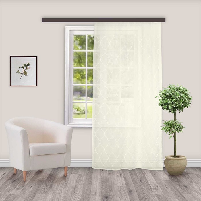 Штора Тюль с вышивкой Диамант 260х300 см, цв. молочный, 100% п/э