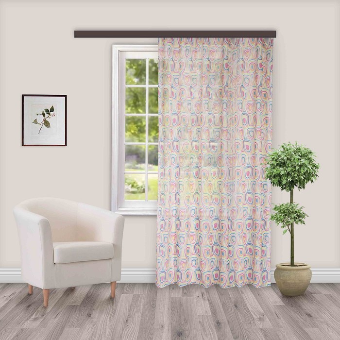 Штора Тюль печать "Фьюжн" мульти 150х260 см, 1шт/компл.100% п/э