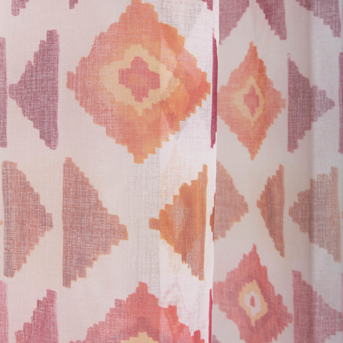 Штора Тюль-печать "Этно" красный 260х300 см 1шт/компл.100% п/э