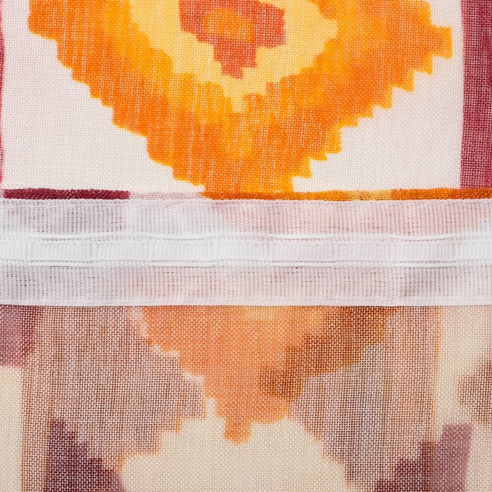 Штора Тюль-печать "Этно" красный 260х300 см 1шт/компл.100% п/э