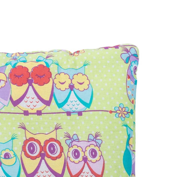 Комплект в кроватку: одеяло 110х140 см, подушка 40х60 см, совушки зел, хл100% бязь