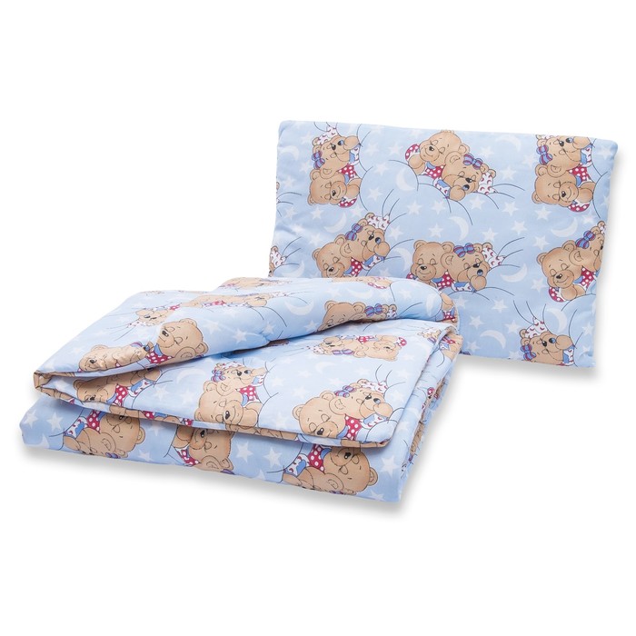 Комплект в кроватку: одеяло 110х140 см, подушка 40х60 см, мишки гол, хл100% бязь