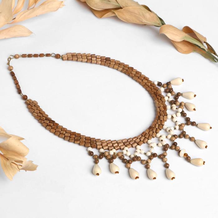 Колье ручная работа, деревянное "Корона" цвет МИКС