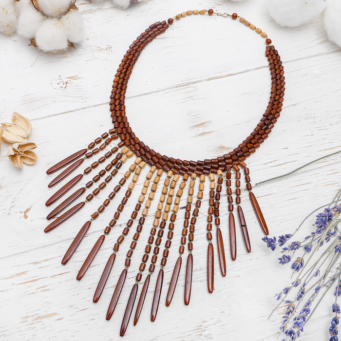 Колье ручная работа, деревянное "Грезы" цвет МИКС