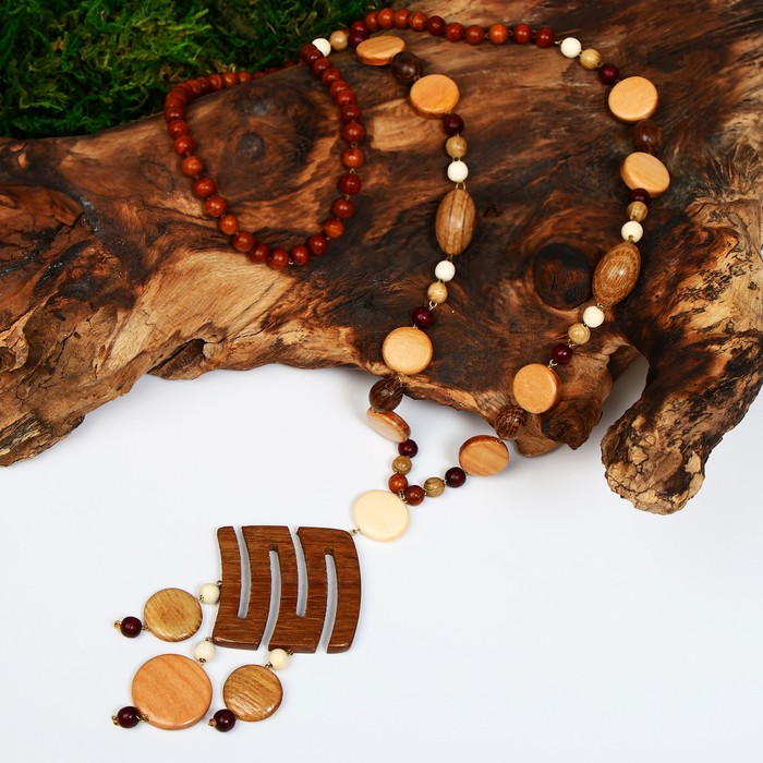 Кулон ручная работа, деревянный "Амелия", цвет МИКС