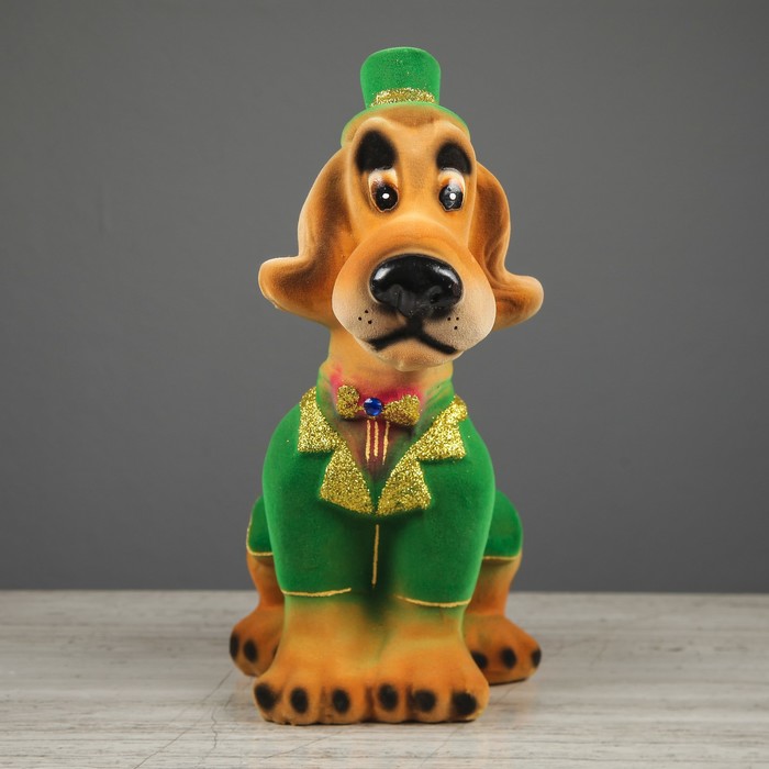 Копилка "Собака Аристократ", флок, бежевый