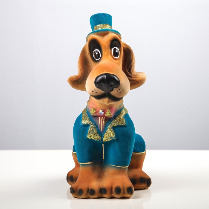 Копилка "Собака Аристократ", флок, бежевый