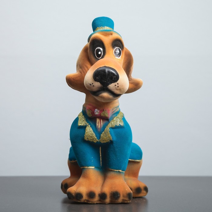 Копилка "Собака Аристократ", флок, бежевый